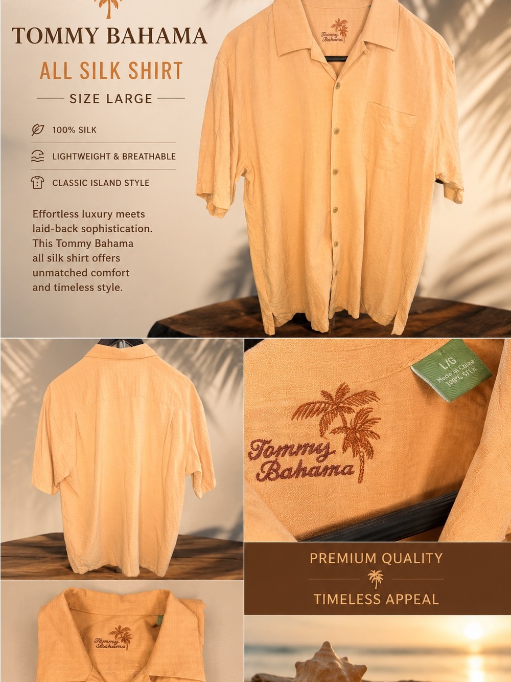 Tommy Bahama Peach Silk Camp Shirt